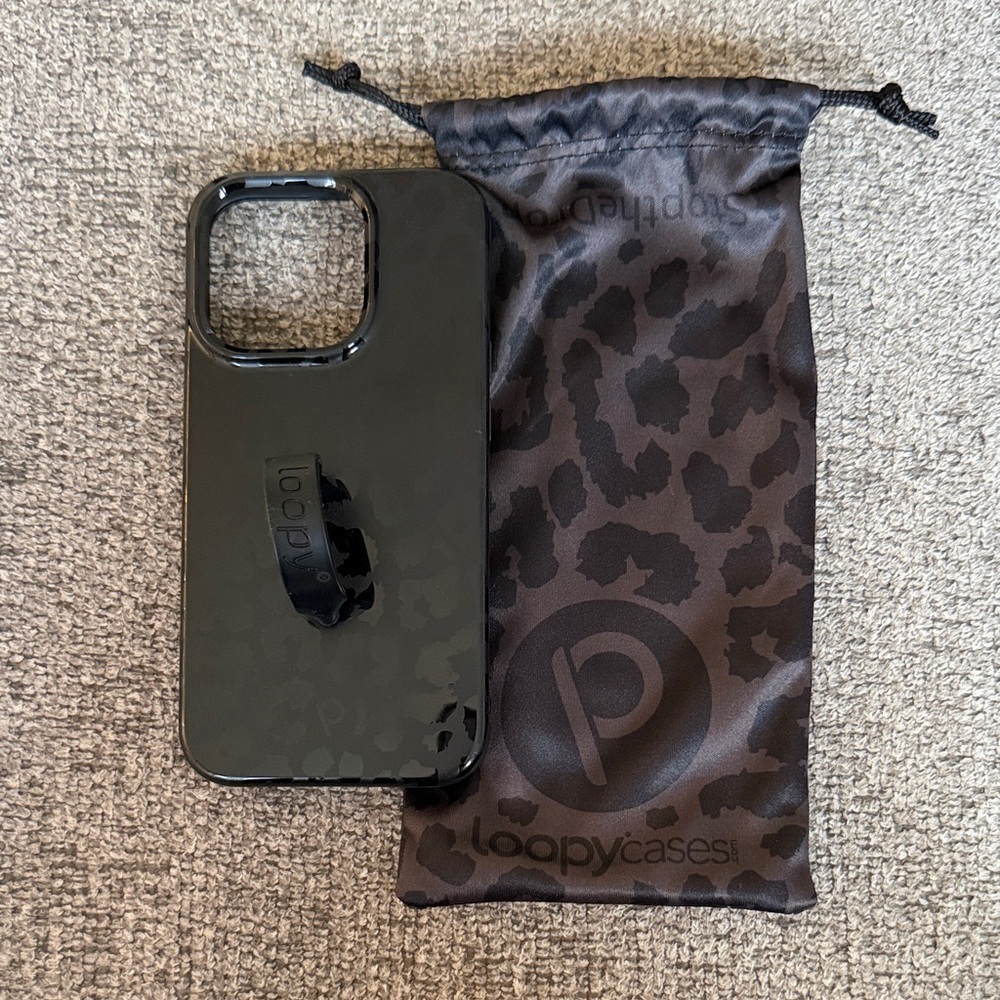 Loopy iPhone Case Black Leopard 15 Pro
